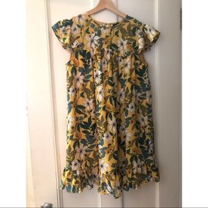 Yellow green and white floral float dress